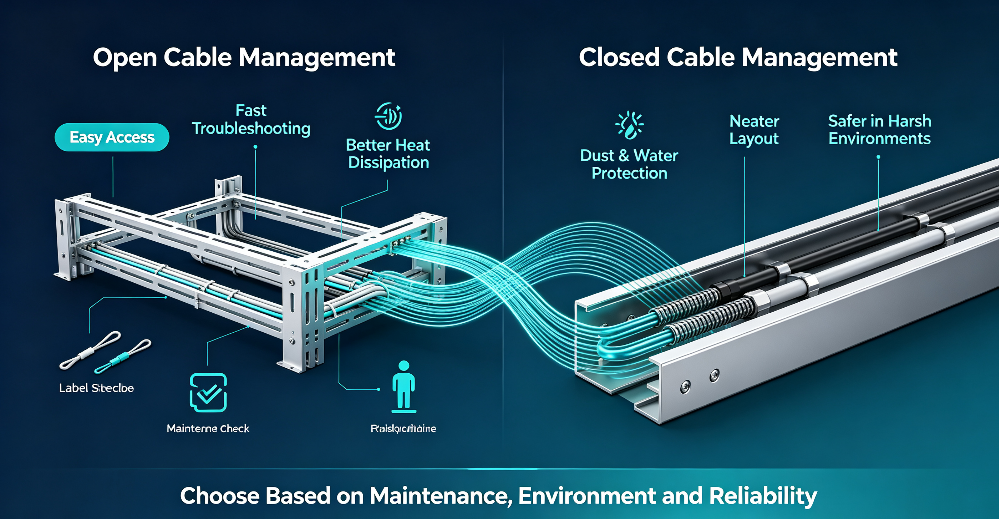 Open VS Closed Cable Management Core Comparison Table Open VS Closed Cable Management Core Comparison Table