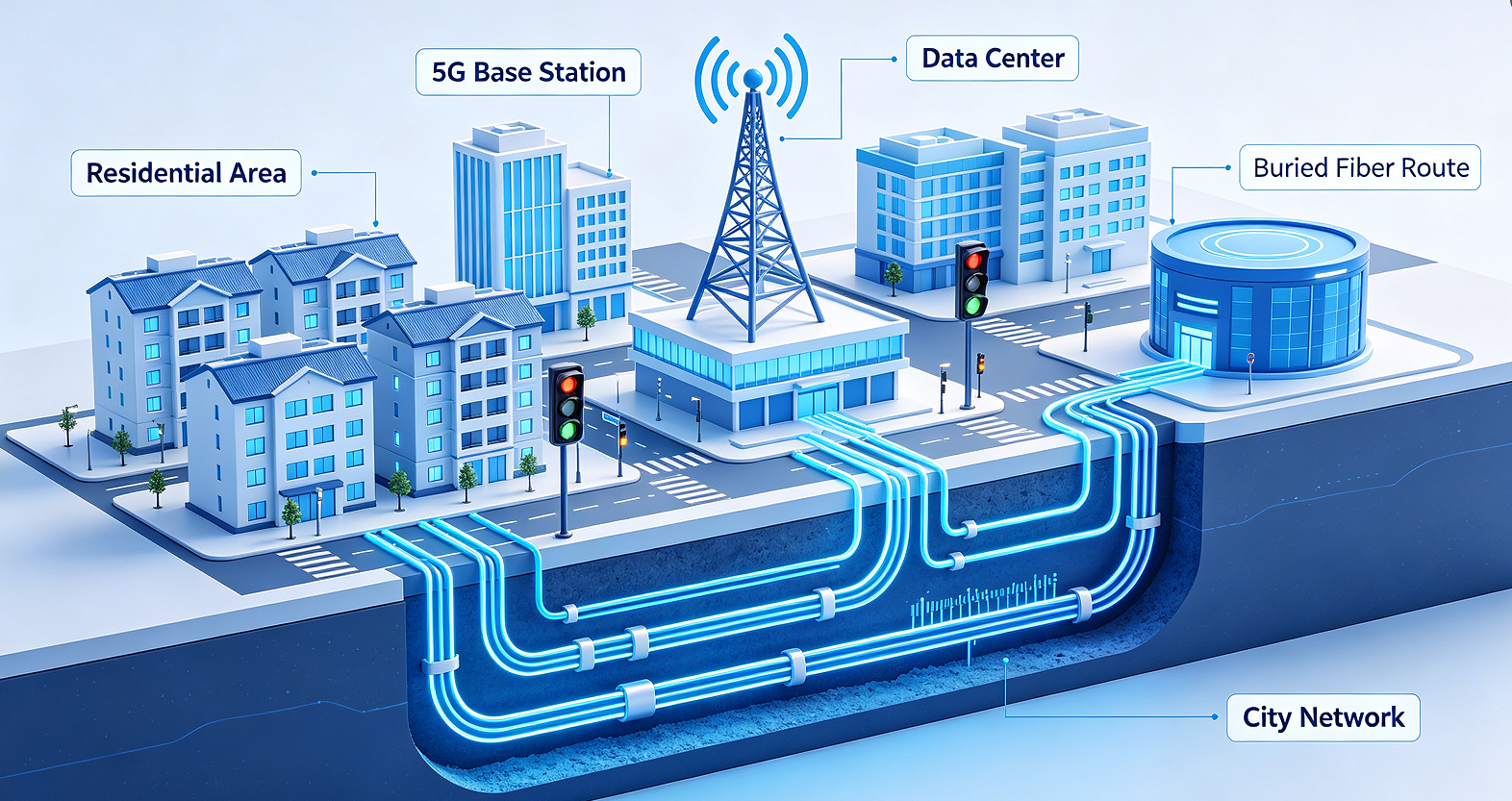 Map of the underground optical fiber network in smart cities Map of the underground optical fiber network in smart cities