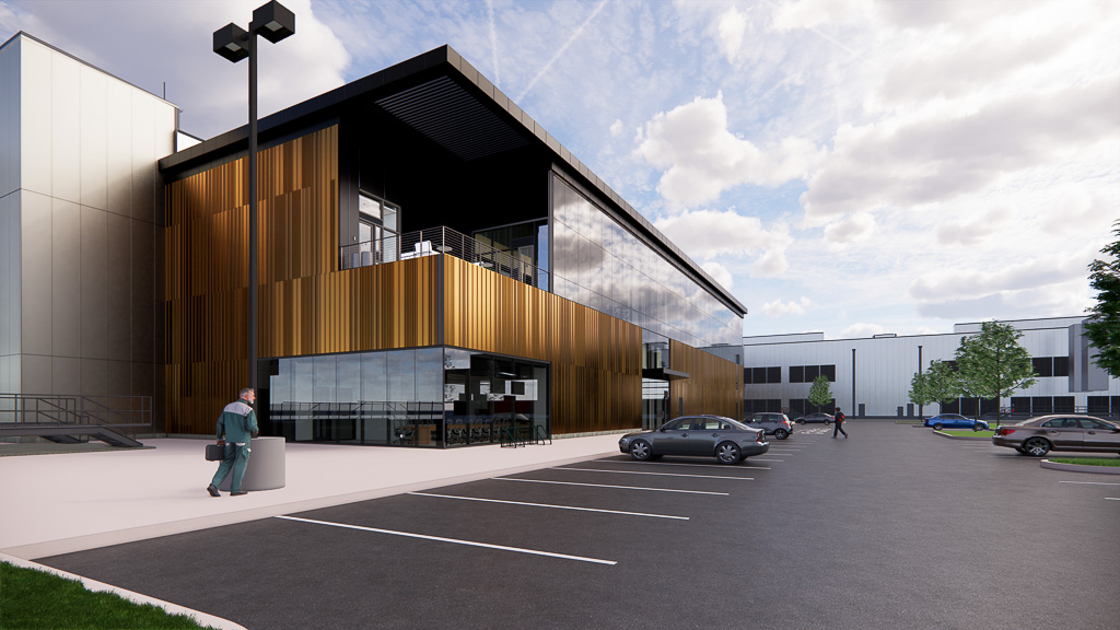 Example of the exterior of a large-scale data center in North America