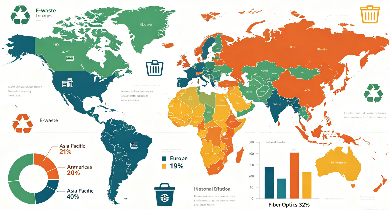 Global network e-waste distribution infographic chart