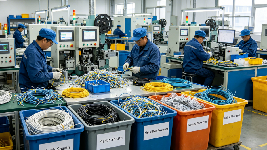 Classified physical recycling operation scene of waste optical fiber products